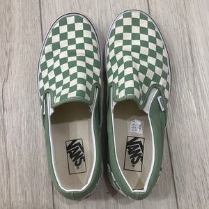 Vans green and cream checkered